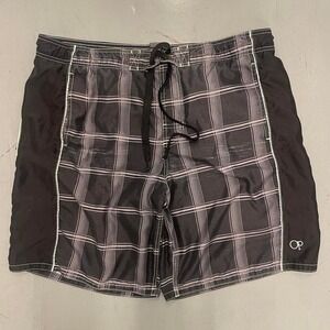 Ocean Pacific Y2K black Plaid swimtrunks